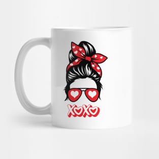 Valentine's Day Girl Sunglasses Hugs and Kisses Mug